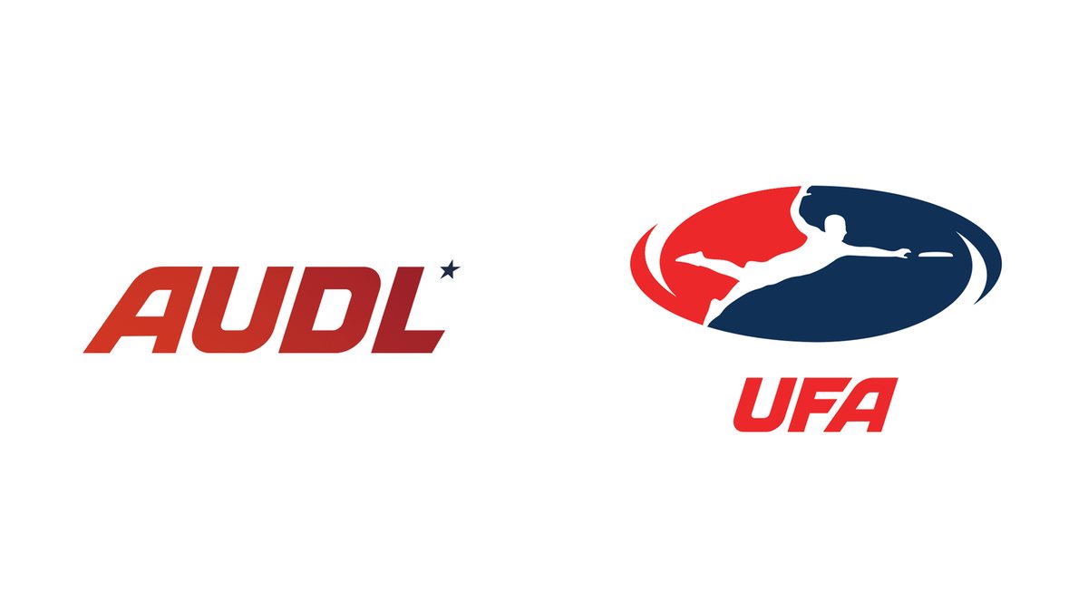 The AUDL logo alongside the new Ultimate Frisbee Association logo